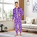 Yuiboo Fashionable Purple Leopard Print Adult Unisex Funny One Piecing Pajamas for Women Hooded Sleepwear Homewear