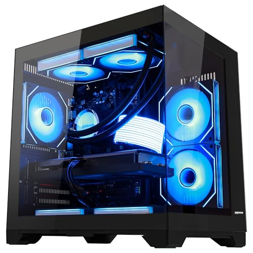 Image of Panorama Gaming PC Desktop - AMD Ryzen 7 5700G 3.8 GHz, RTX 5060 8GB, 32GB DDR4 RAM 3200, 1TB M.2 PCIe SSD, 650W PSU, 240mm AIO, 11AC Wi-Fi, Windows 11 64-bit Desktop Computer, Black