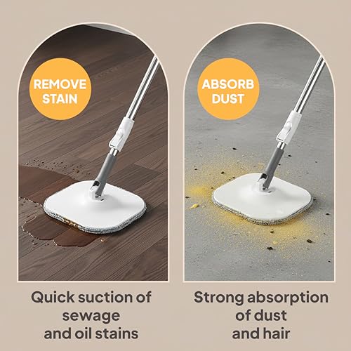 Image of Kleeno by Cello Magic Mop with Square Bucket | White & Grey | 360 Degree Movement | Highly Water Absorbent | Microfiber Pads for Wet & Dry Cleaning | Free Refill | Ideal for Home, Kitchen & Office