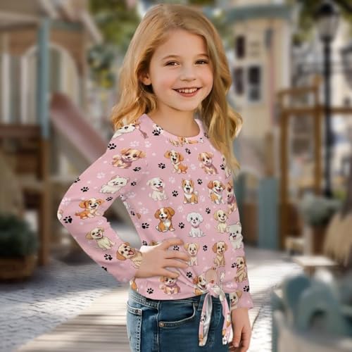 Girls Long Sleeve Shirt Size 5-12 Tie Front Tops for Kids3