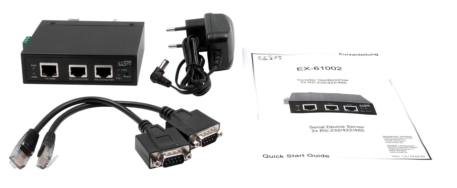Exsys EX-61002 Ethernet zu 2 x Seriell RS-232/422/485