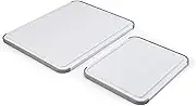 KitchenAid Classic Nonslip 2-Piece Plastic Cutting Board Set with Perimeter Trench and Non Slip Edges, 2-Piece Kitchen Chopping Boards, Dishwasher-Safe, White and Gray