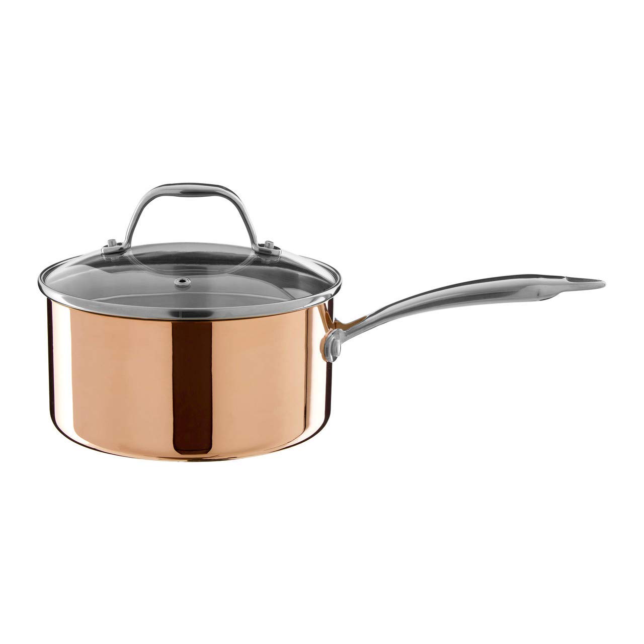 Premier Housewares Minerva 18 cm Kochtopf, Aluminium, Kupfer, Glas, Edelstahl, 18x38x16