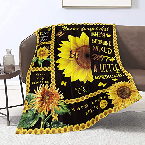 Sunflower Butterfly Blanket For Girls Sunshine Positive Healing Throw Blankets Gifts For Women Soft Flannel Fleece Blanket For Bed Couch Sofa Birthday Christmas, 50''X60'' #TOP7