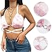 Vimoisa Women Sexy Lace-up Triangle Deep V Bikini Bra Top Vest Downy Halter Backless Crop Top Clubwear Pink