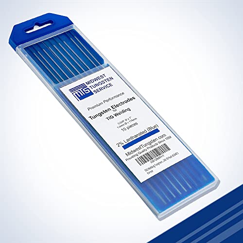 Midwest Tungsten Service TIG Welding Tungsten Electrodes 10-Pack (Blue - 2% Lanthanated Tungsten...