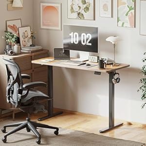 Cubiker standing desk stand up height adjustable home office electric desk 40 x 24 inch sit stand desk with splice board light rustic desktop  urban country home decor