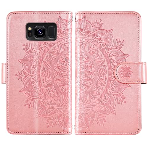 Étui portefeuille Samsung S8 avec protège-écran verre rose - 7