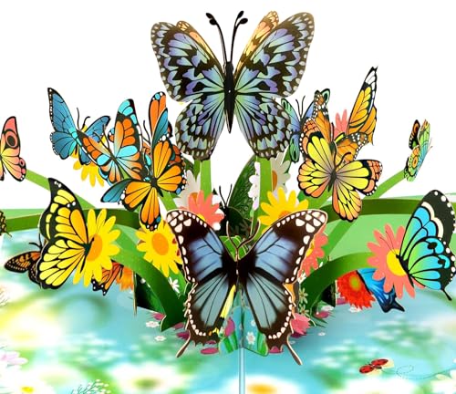 WDZGX Pop-Up-Karte Schmetterlinge Schmetterling 3D Schmetterlingskarte für Frau zum Geburtstag, Hochzeit, Valentinstag, Jahrestag und Muttertag