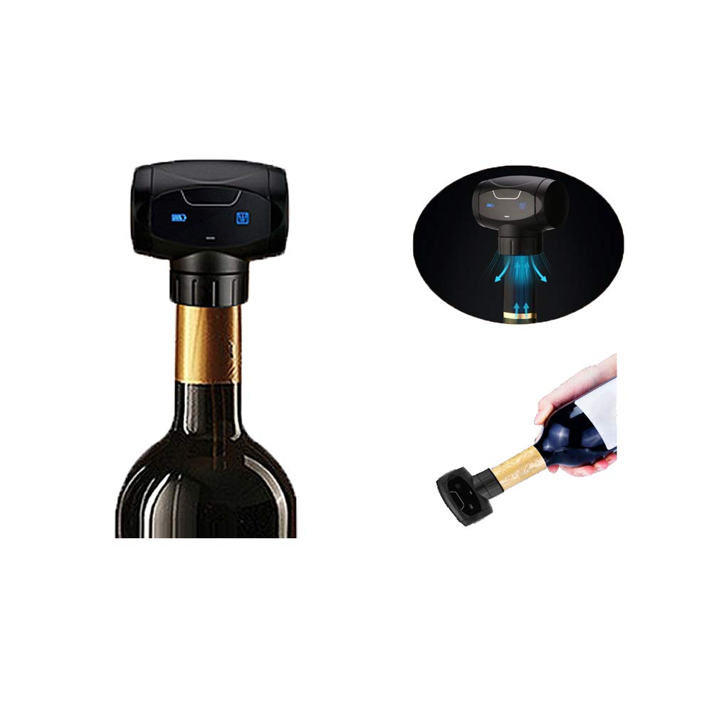 BAISHICHENG Electric Wine Stopper, Automatic Stopper Preserver Vacuum Pump with Wine Bottle Stopper,Silicone Wine Stopper Reusable Wine Vacuum Pump Keep Fresh,Wine Accessories Gifts