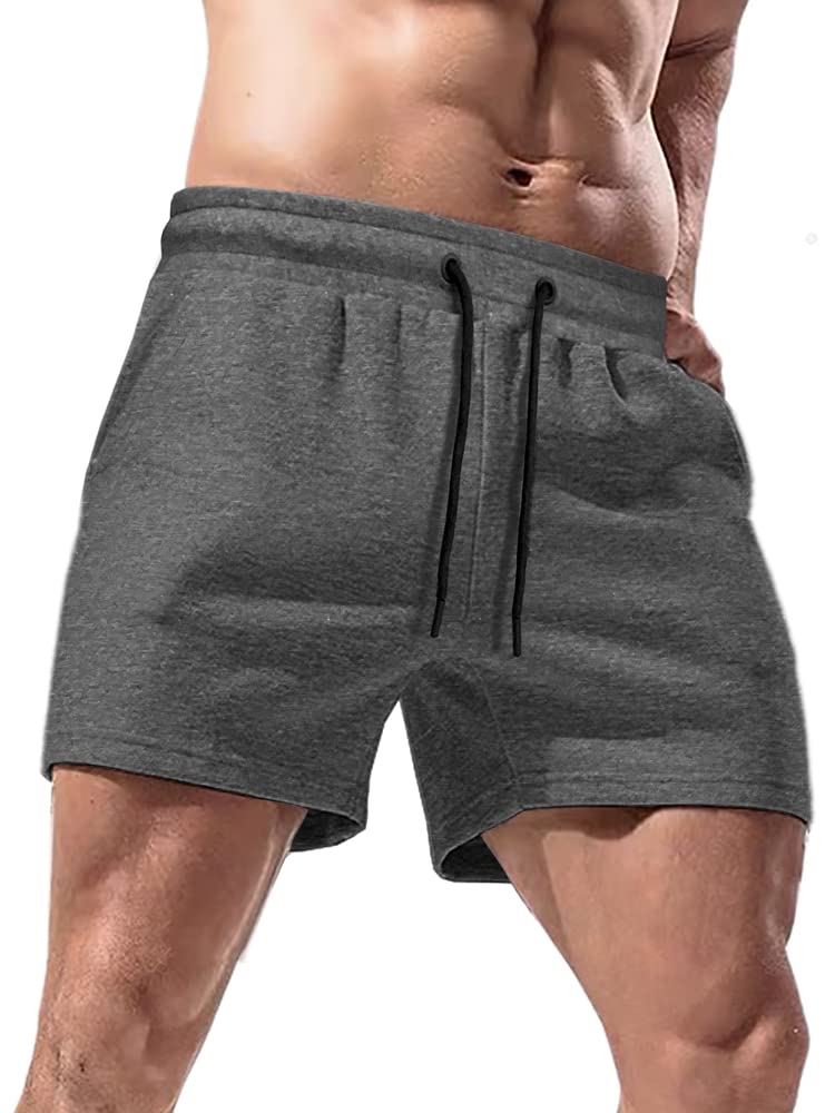 Lehmanlin Pantaloncini Uomo Sportivi Allenamento da Uomo con Tasche Shorts in Ccotone da Bodybuilding da 12,7cm Cucitura Interna