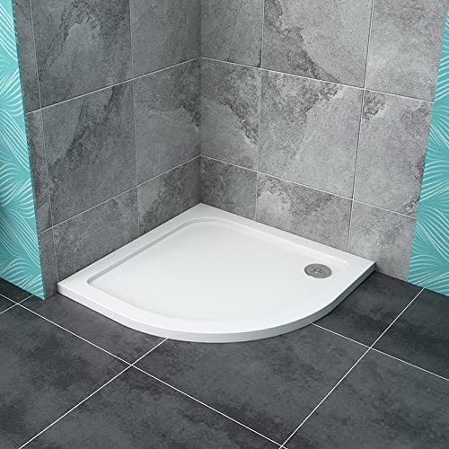 Buy 800x800mm White Stone Equal Quadrant Shower Tray + Waste Trap Quadrant Shower Enclosure Door