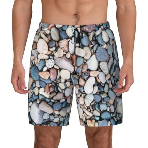 Maillot de bain pour homme avec doublure de compression short de plage galets colorés