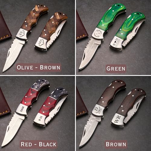 Image of Personalized Pocket Knife - Custom Folding Fish Knives for Camping, Hiking Gift for Dad, Men, Husband, Groomsmen, Anniversary, Birthday, Boyfriend, Retirement, Graduation, Father's Day Gifts for Him