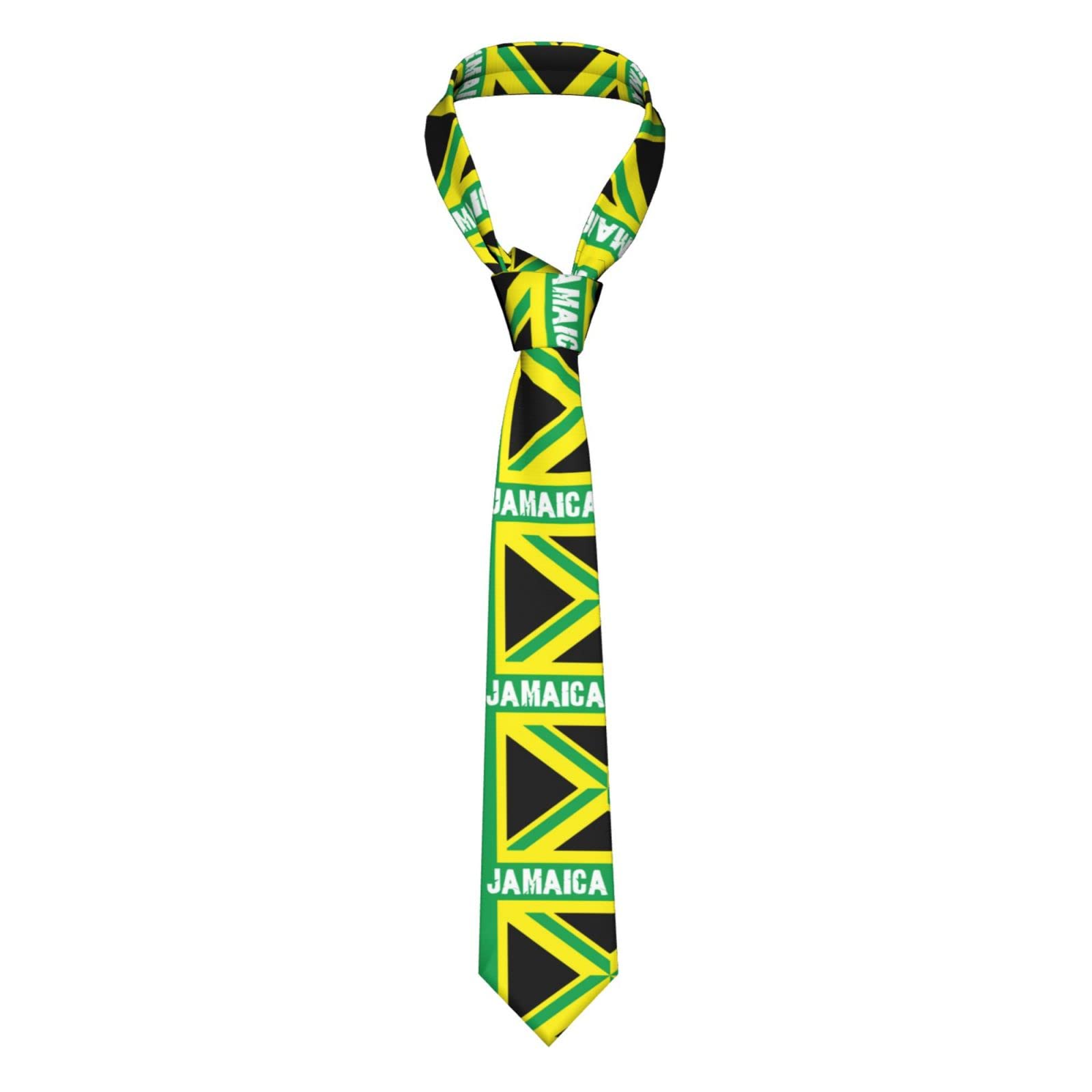 Men's Skinny Handsome Necktie Classic Luxury Jamaican Kingdom Flag Tie For Business Wedding Prom Party