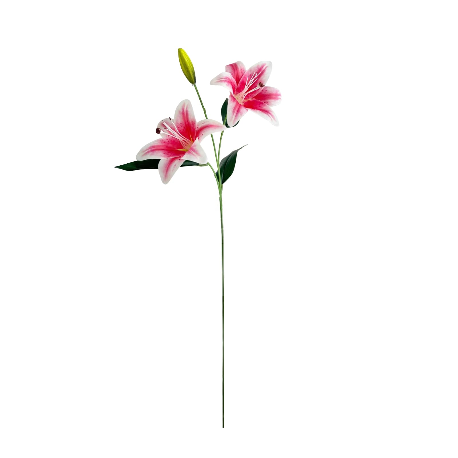 ZhzeYun Artificial Lily Flowers – 2 Fully Bloomed Lilies with a Bud, Short Stem Fake Silk Flowers for Vase, Home Decor Table Centerpiece, Wedding Arrangement & Gift Pink