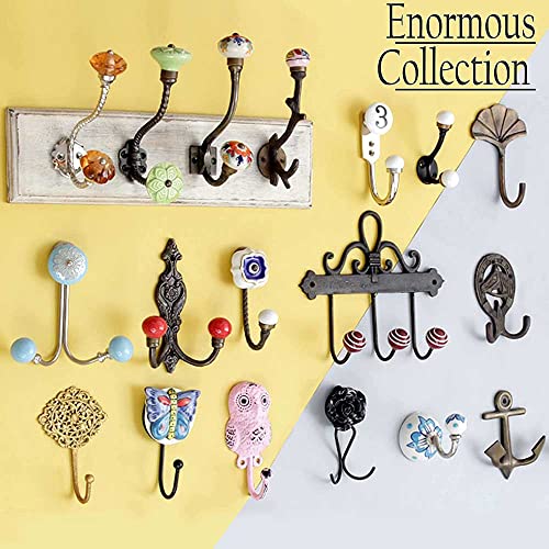 Image of IndianShelf Double Utility Hooks Loop Key Wall Hanging Holders Clothes Mount Hat Mug Utensils Bathroom (Wooden White 3.5 Inches)-1 Piece