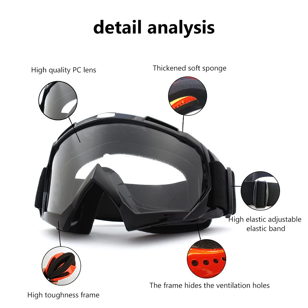 spier Occhiali da moto, anti-UV ATV, occhiali da motocross, dirt bike, mountain bike, da corsa, per uomo, donna, bambini, ragazzi e adulti