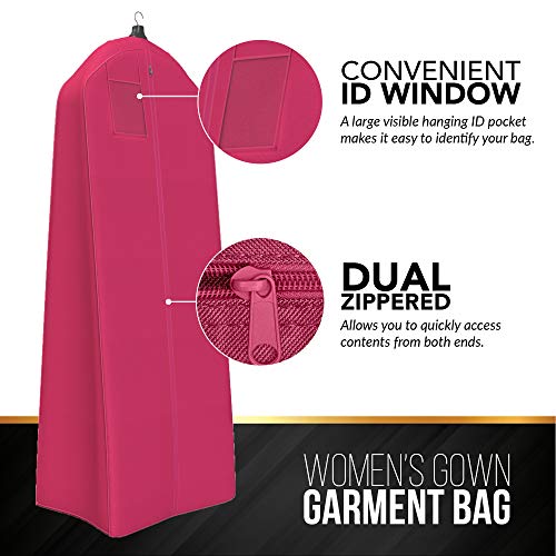 Women's Garment Bag For Long Dresses, Wedding Gowns - 72x24”, 20” Tapered Gusset