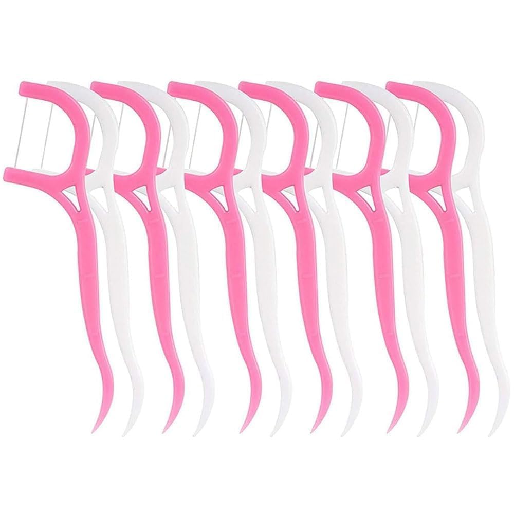 3 in 1 Tooth Cleaning Fresh Toothpick Cleaners,Oral Care Plastic Disposable Teeth Flossing Thread Toothpicks Stick Set for Fresh, Healthy and Breath Gums (2 Pack of 20 Toothpicks)