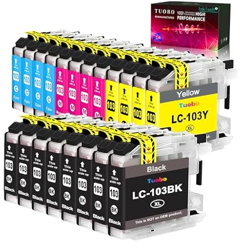 Tuobo LC103 LC101 Ink Cartridges Replacement for Brother LC-103XL LC103XL LC103 XL for MFC-J870DW MFC-J6920DW MFC-J6520DW MFC-J450DW MFC-J470DW MFC-J470DW(8 Black, 4 Cyan, 4 Magenta, 4 Yellow) Cover