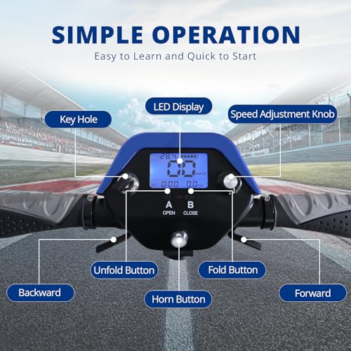 Image of Auto-Folding Mobility Scooter for Seniors & Adults, One-Touch Control Electric Mobility Scooters, Foldable Travel Mobility Scooter with Shock Absorption,Airlines Approved,Blue