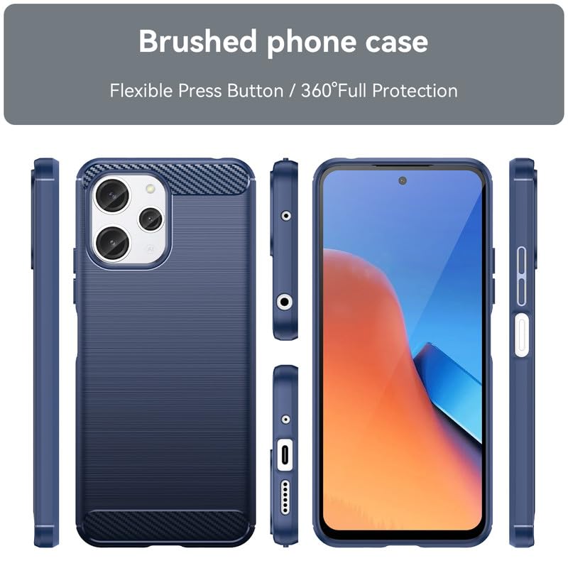 Image of Hybrid Carbon Fiber Back Case for Redmi 12 5G / Poco M6 Pro 5G (Blue)