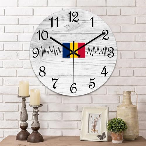 Reloj de pared de Chad redondo de madera funciona con pilas para casa 2