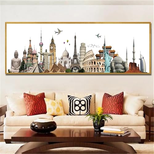 Peinture par numero adulte perle diamant a coller de paysage urbain 50x100cm loisir créatif