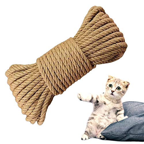 XinSa Corde en Sisal Naturel, Corde de Sisal Arbre a Chat, Corde en Sisal pour Poteau à Gratter, Fil Sisal Multifonctionnel pour Grattage de Chat, Cerclage de Jardin, Bricolage, (4 Mm x 30 m) Cover