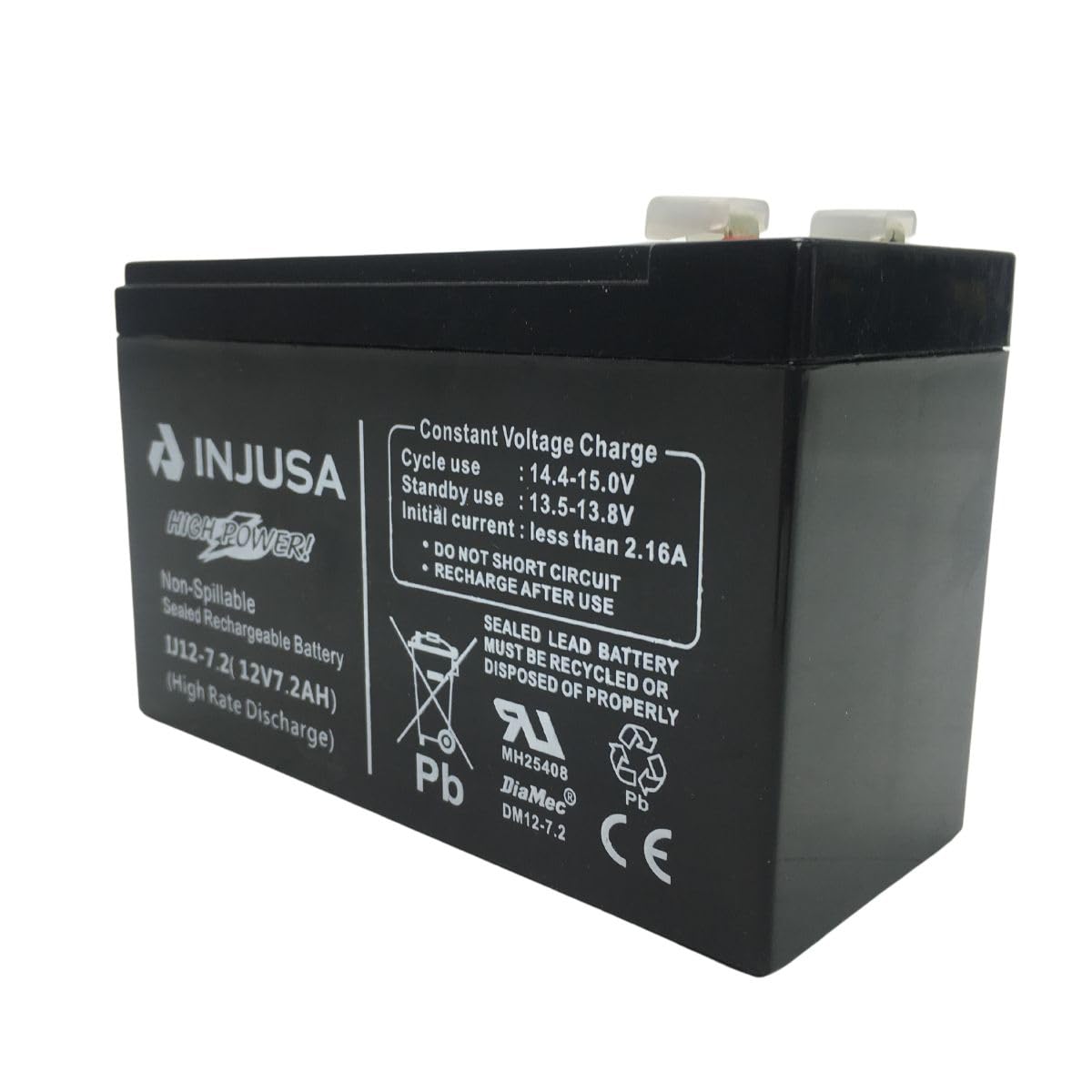 INJUSA - Batería de Plomo-Ácido 12V y 7,2 AH | Compatible con Vehículos Eléctricos Injusa de 12V | Motos | Coches y Quads a Batería de 12V | con 60 Minutos de Autonomía y 12 Horas de Carga