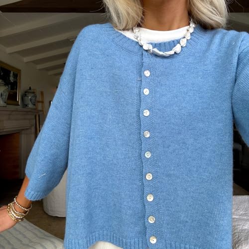 Women Y2k Cute Summer Knitted Cardigan Shirt Vacation Cover up Tops Short Sleeve Button Down Oversized Crop Tops4
