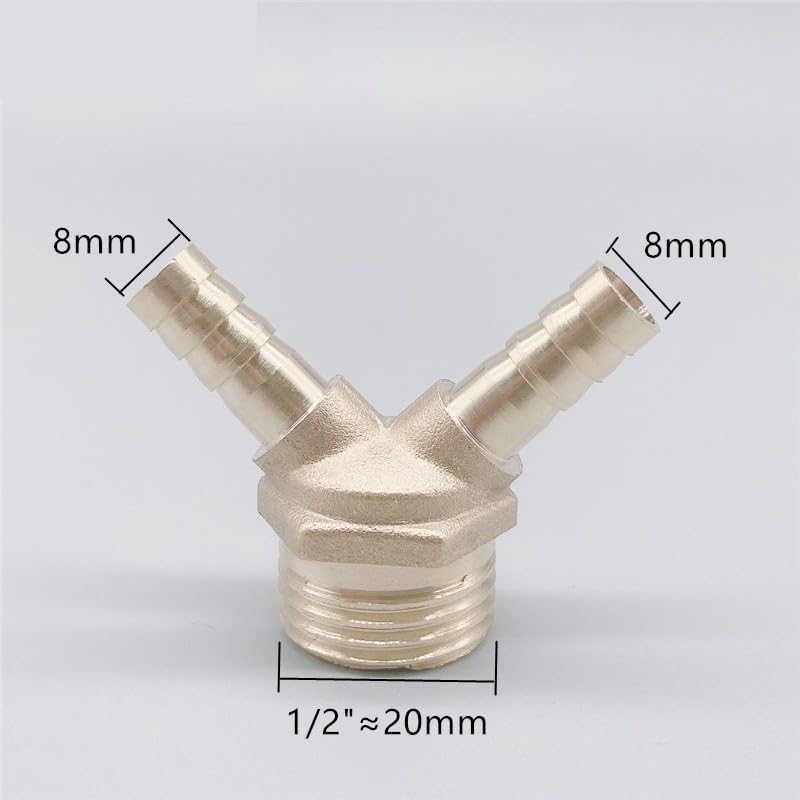 1pc Brass Two Barb Hose Fitting 1/2" Male Thread 8mm/10mm Hose Tube Water spray device Barbed Coupling Connector Adapter(8mm)
