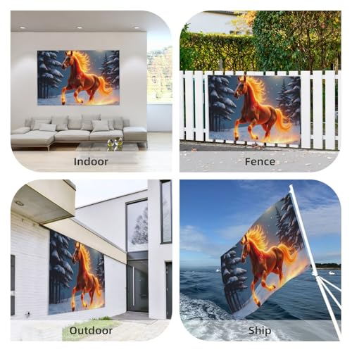 Drapeau double face cheval de pompier anti-UV résistant aux intempéries - 8