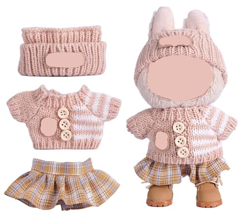 SHUOXUKE for Luxury 17cm Doll Clothes – 3-Piece Set （No Doll）, Adorable Outfit , Doll Outfit Clothes Set for 17cm Dolls,Clothes for Fashion Designer Collection Hat + Sweater + Skirt (Yellow)