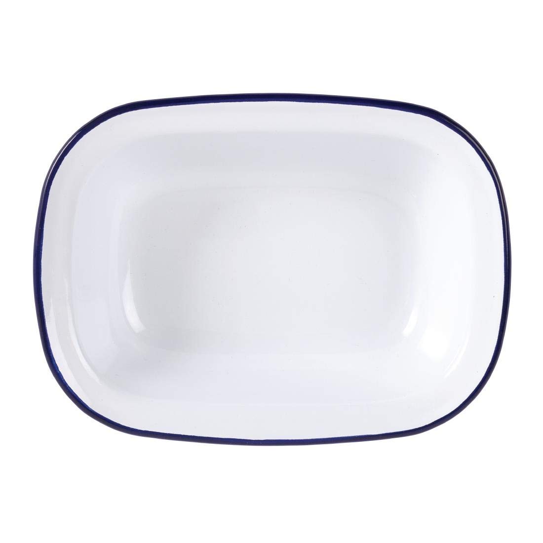 Olympia - 6 plats rectangulaires émaillés 280 x 190 mm, blanc et bleu, acier émaillé, plats rétro, vaisselle de camping pour l'extérieur, compatible lave-vaisselle, GM510