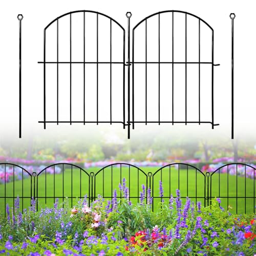 Image of Decorative Garden Fence 17in x20ft, 20 Pack Rustproof Metal No Dig Fence Animal Barrier for Dog, Arched Flower Bed Edging Ornamental Wire Border Panel Fencing for Yard Patio Outdoor Decor