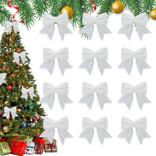 Casenly Schleifen Weihnachten, 12 Stück Weihnachtsschleifen Glitzer...
