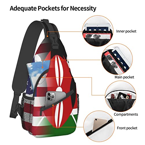 Mochila bandolera unisex con banderas de EE.UU. y Kenia miniatura 5