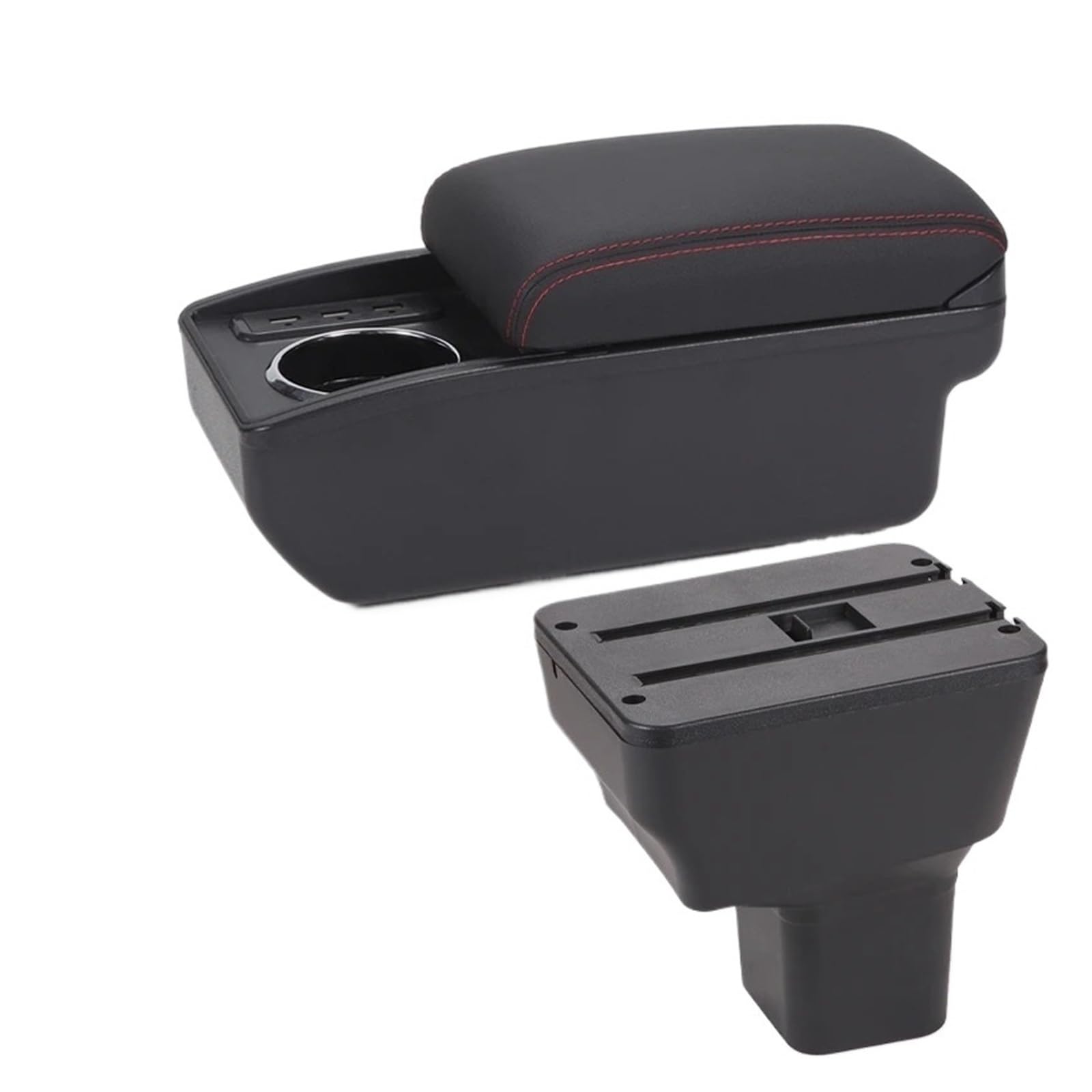 GBGWRMRYX Center Armrest Box For Kicks 2016-2018 2019 2020 2021 2022 2023 2024 Car Armrest Box Interior Dedicated Retrofit Storage Box Accessories Arm Rest(B1 Black red 6USB)