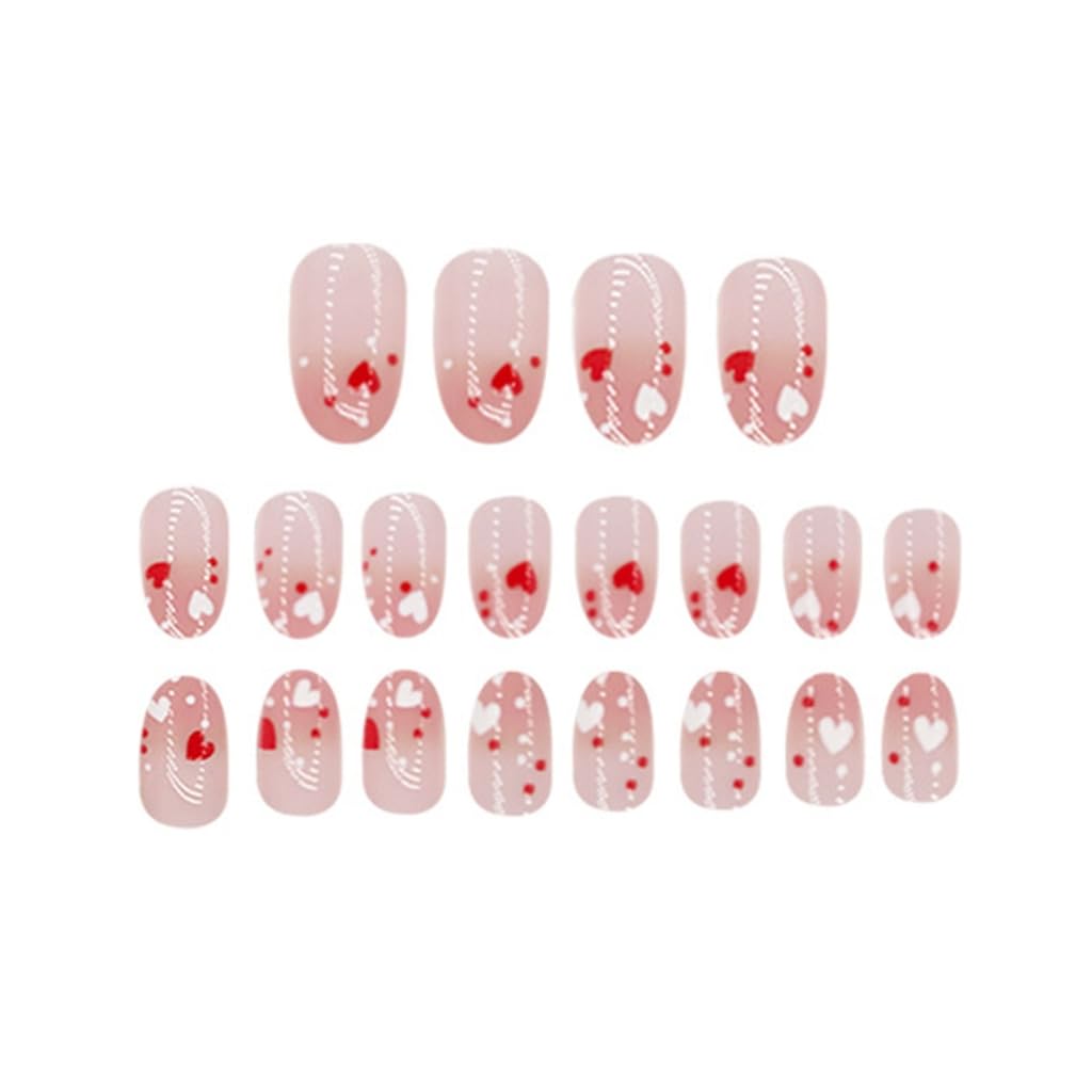 24Pcs Almond Glues on Nails French Fake Nails Designs False Nails Artificial Nails Gifts for Women