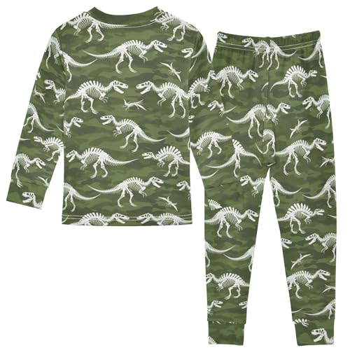 Pajama Sets Long Sleeve Dinosaur Skeletons Camouflage Soft Comfy Sleepwear 2 Piece PJS 3-8T3