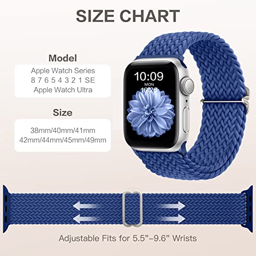 Witzon Compatible With 44Mm Apple Watch Band Series 8 7 41Mm 45Mm Women Men, Breathable Sport Stretchy Nylon Braided Solo Loop Bands For Iwatch Apple Watch Ultra 49Mm Se Series 6 5 4 3 38Mm 40Mm 42Mm #TOP1