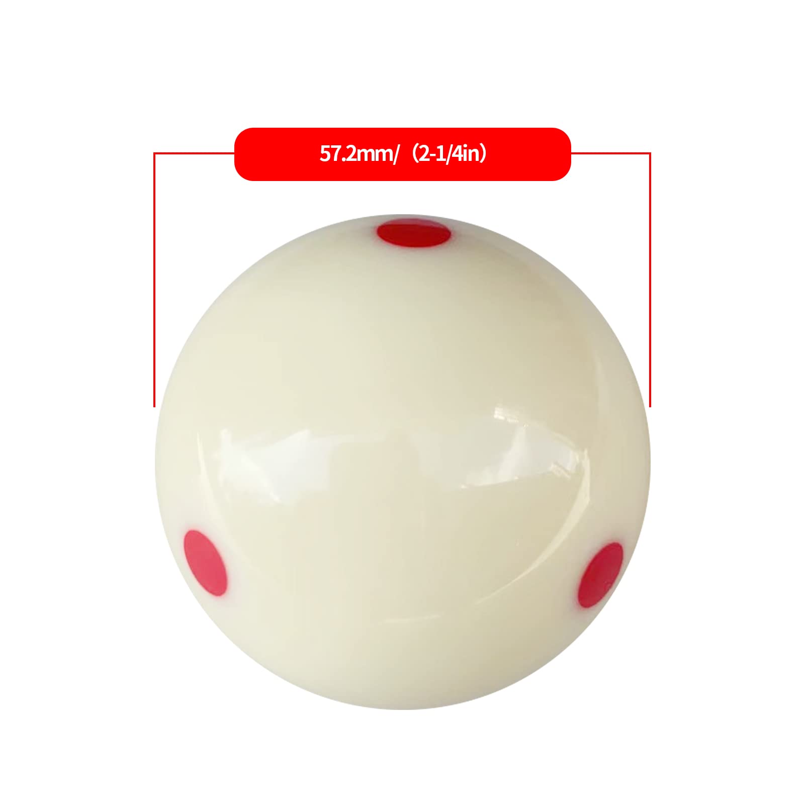 Billiard Pro Cup Cue Ball Regulation Size 2-1/4 Pool Training Cue Ball with 6 Red Dots (Red Dot)