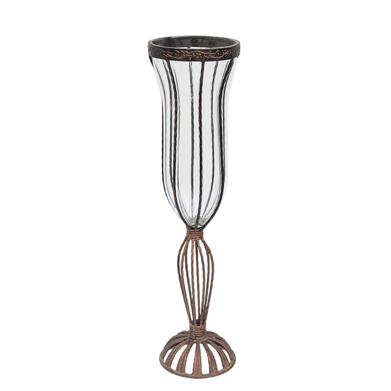 asdchZen Glass Vase, Tall Metal Floor Vases Compact Vase Corative Vase Narrow Bore Vase Flower Arrangement Plant Vase For Hydroponics