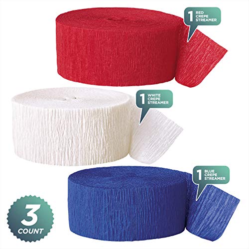 Patriotic Party Red, White, And Blue Crepe Paper Streamer Decorations 81 Ft Each (Set Of 3) #TOP1