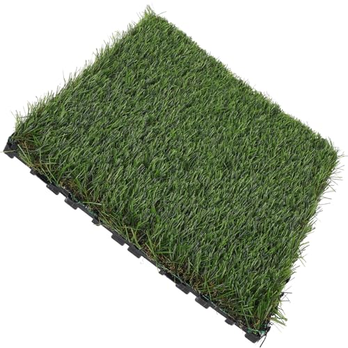 COLLBATH Baldosas de Césped Artificial para Patio Exterior Suelo Entrelazado Verde Resistente Intemperie Revestimiento para Balcón y Jardín 1 Pieza Fácil Instalación Decoración de