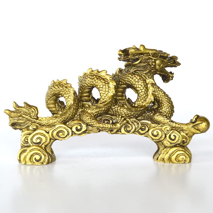 Amazon.co.jp: 水龍 龍 ゴールド 金 ドラゴン 龍神様 置物 財運 金運