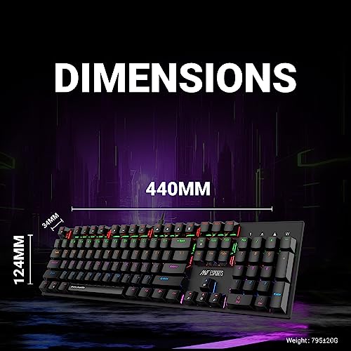 Image of Ant Esports MK3200 V2 Wired Mechanical RGB Backlit Gaming Keyboard with 104 Anti ghosting Keys & Outemu Red Switches-Black