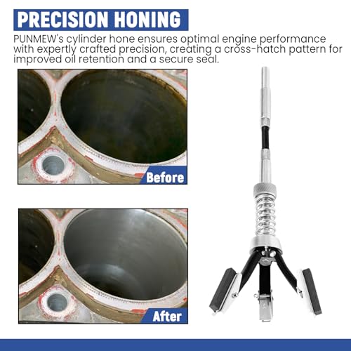Punmew PN0052 Engine Cylinder Hone Adjustable Deglazer 1-1/7 Inch To 2-2/3 Inch Diameter With 3 Extra 220 Grit 1-1/8 Inch Long Stones thumb #3
